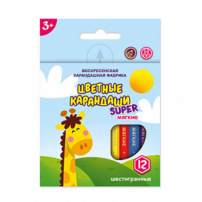 "ВКФ" "Super" SCP-1012 Набор цветных карандашей, короткие "Жирафик" заточенный 12 цв. – портал поставщиков НСППО - 1