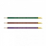 "ВКФ" "Metallic shine" 3P 1-1602 Набор графитных карандашей с ластиком ОПП заточенный ТМ (HB) 3 шт.