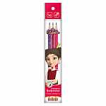 "ВКФ" "Царевны" TSR-3P-01 Набор графитных карандашей круглые с ластиком ОПП "Дарья" заточенный ТМ (HB) 3 шт.