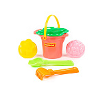 Набор №150: ведро малое с носиком, ситечко-цветок, совок №2, грабельки №2, 2 формочки, артикул 2982