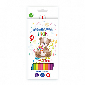 "Мишка" NCP-9012 Набор неоновых карандашей заточенный 12 цв. – портал поставщиков НСППО - 1