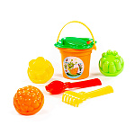 Набор №26: ведро малое, ситечко-цветок, совок №2, грабельки №2, 3 формочки, Артикул 2181 – портал поставщиков НСППО