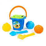 Набор №21: ведро-цветок среднее, ситечко-цветок, совок №2, грабельки №2, 3 формочки, Артикул 2136 – портал поставщиков НСППО