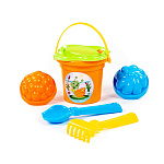Набор №39: ведро малое, ситечко-цветок, совок №2, грабельки №2, 2 формочки, Артикул 2310