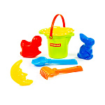 Набор №140: ведро малое с носиком, ситечко-цветок, совок №2, грабельки №2, формочки (заяц + лошадка + месяц), артикул 2883 – портал поставщиков НСППО