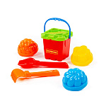 Набор №261: ведро-крепость малое, ситечко-крепость, совок №2, грабельки №2, 3 формочки, артикул 7123 – портал поставщиков НСППО