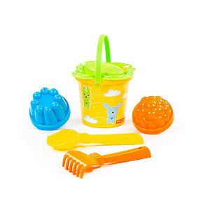 Набор №229: ведро малое с наклейкой, ситечко-цветок, совок №2, грабельки №2, 2 формочки, артикул 0528 – портал поставщиков НСППО - 7