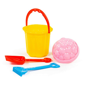 Набор №65: ведро-цветок малое, лопатка малая №3, грабельки малые №3, 1 формочка, артикул 3584 – портал поставщиков НСППО - 4