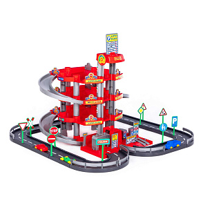 Паркинг 4-уровневый с дорогой и автомобилями (красный) (в коробке), артикул 44723 – портал поставщиков НСППО - 4