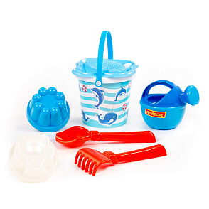 Набор №228: ведро малое с наклейкой, ситечко-цветок, совок №2, грабельки №2, 2 формочки, лейка малая №3, артикул 0559 – портал поставщиков НСППО - 2