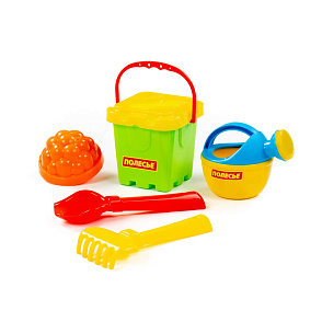 Набор №169: ведро-крепость малое, ситечко-крепость, совок №2, грабельки №2, 1 формочка, лейка малая №3, артикул 5129 – портал поставщиков НСППО - 4