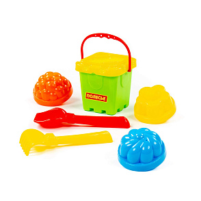 Набор №261: ведро-крепость малое, ситечко-крепость, совок №2, грабельки №2, 3 формочки, артикул 7123 – портал поставщиков НСППО - 4