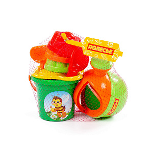 Набор №225: ведро малое, ситечко-цветок, совок №2, грабельки №2, 3 формочки, лейка малая №4, артикул 4504 – портал поставщиков НСППО - 5