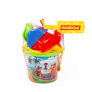 Набор №250: ведро малое с наклейкой, ситечко-цветок, совок №2, грабельки №2, формочки (заяц + лошадка + месяц), артикул 3529 – портал поставщиков НСППО - 9