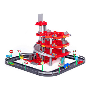 Паркинг 4-уровневый с дорогой и автомобилями (красный) (в коробке), артикул 44723 – портал поставщиков НСППО - 2