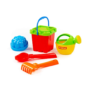 Набор №169: ведро-крепость малое, ситечко-крепость, совок №2, грабельки №2, 1 формочка, лейка малая №3, артикул 5129 – портал поставщиков НСППО - 2
