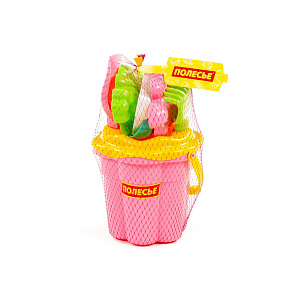 Набор №307: ведро-цветок среднее №3, ситечко-цветок среднее №3, лопатка №5, грабельки №5, формочки (краб №2 + морской конёк + ракушка №2 + черепаха), артикул 35578 – портал поставщиков НСППО - 3